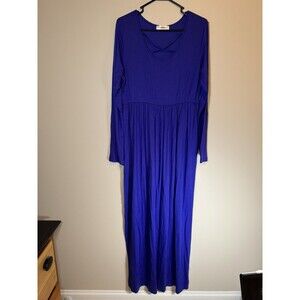 Ezbelle Maxi Length Bright Blue Dress Woman Sized Large* Long Sleeves